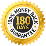 180-day money-back guarantee seal